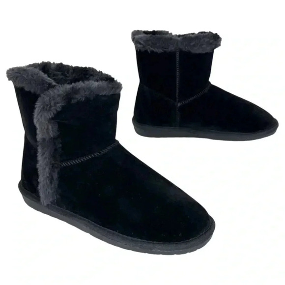 Sugar Polly Black Velvet Faux Fur Trim Womens Ankle Boots Size 7M - Picture 13 of 15